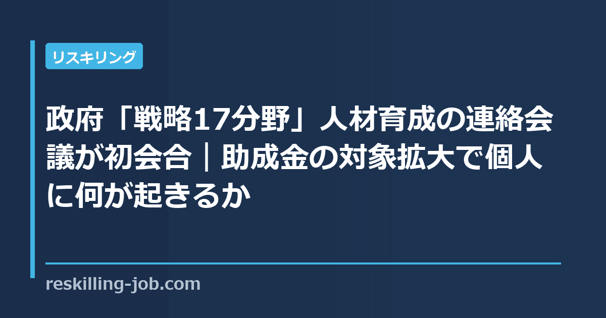 政府「戦略17分野」人材育成の連絡会議が初会合｜助成金の対象拡大で個人に何が起きるか
