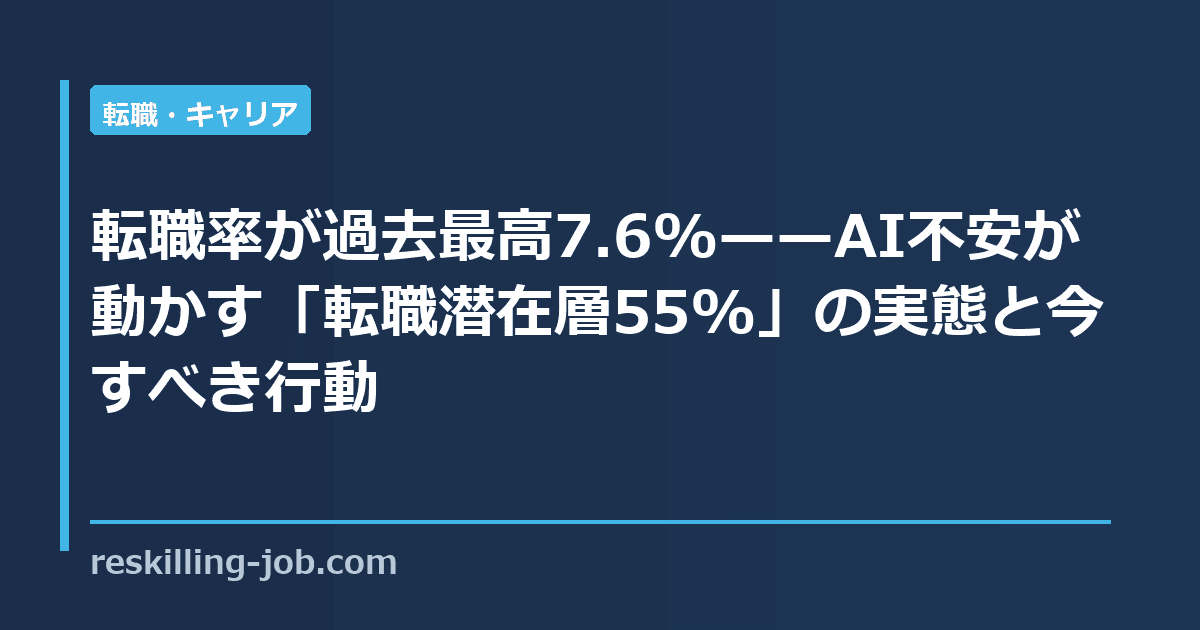 転職率が過去最高7.6%——AI不安が動かす「転職潜在層55%」の実態と今すべき行動