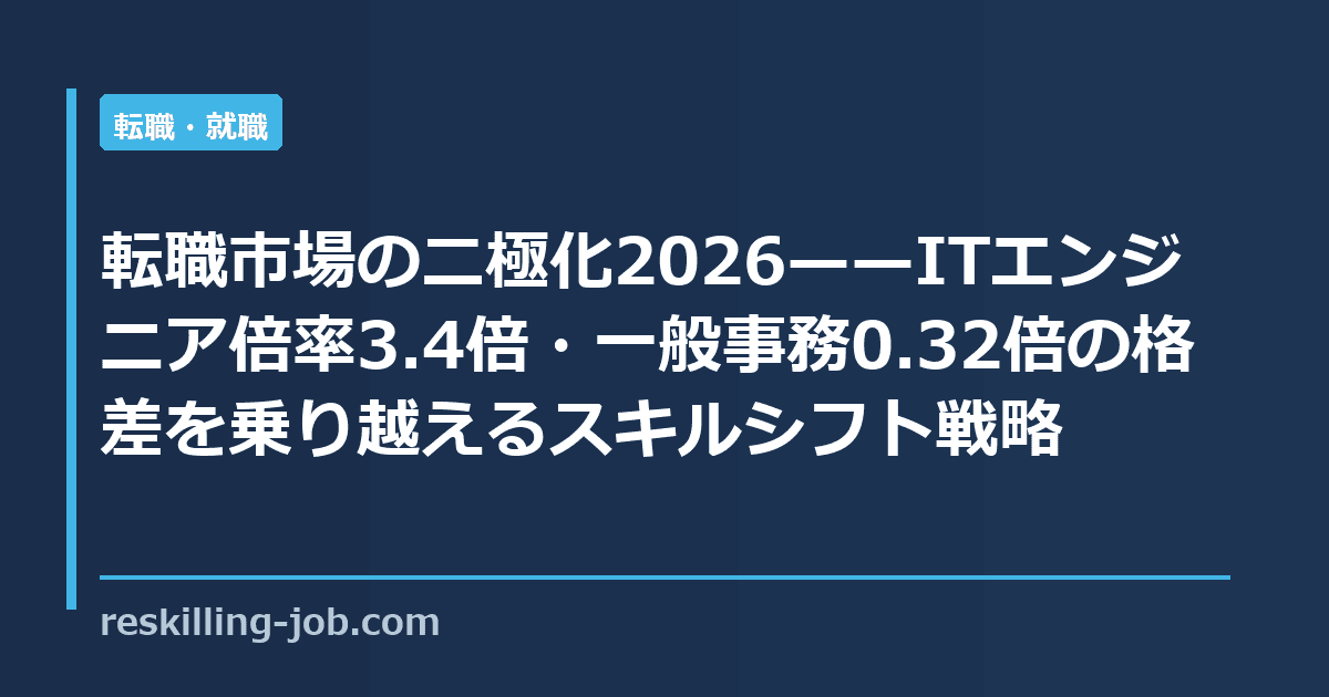 転職市場の二極化2026——ITエンジニア倍率3.4倍・一般事務0.32倍の格差を乗り越えるスキルシフト戦略