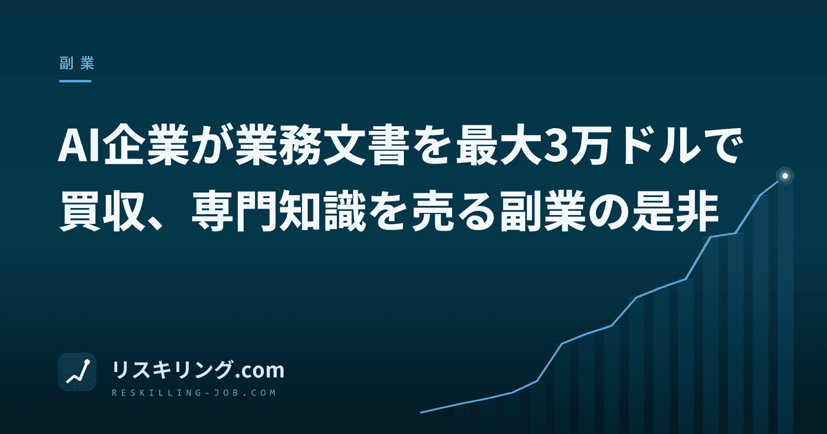 AI企業が業務文書を最大3万ドルで買収、専門知識を売る副業の是非